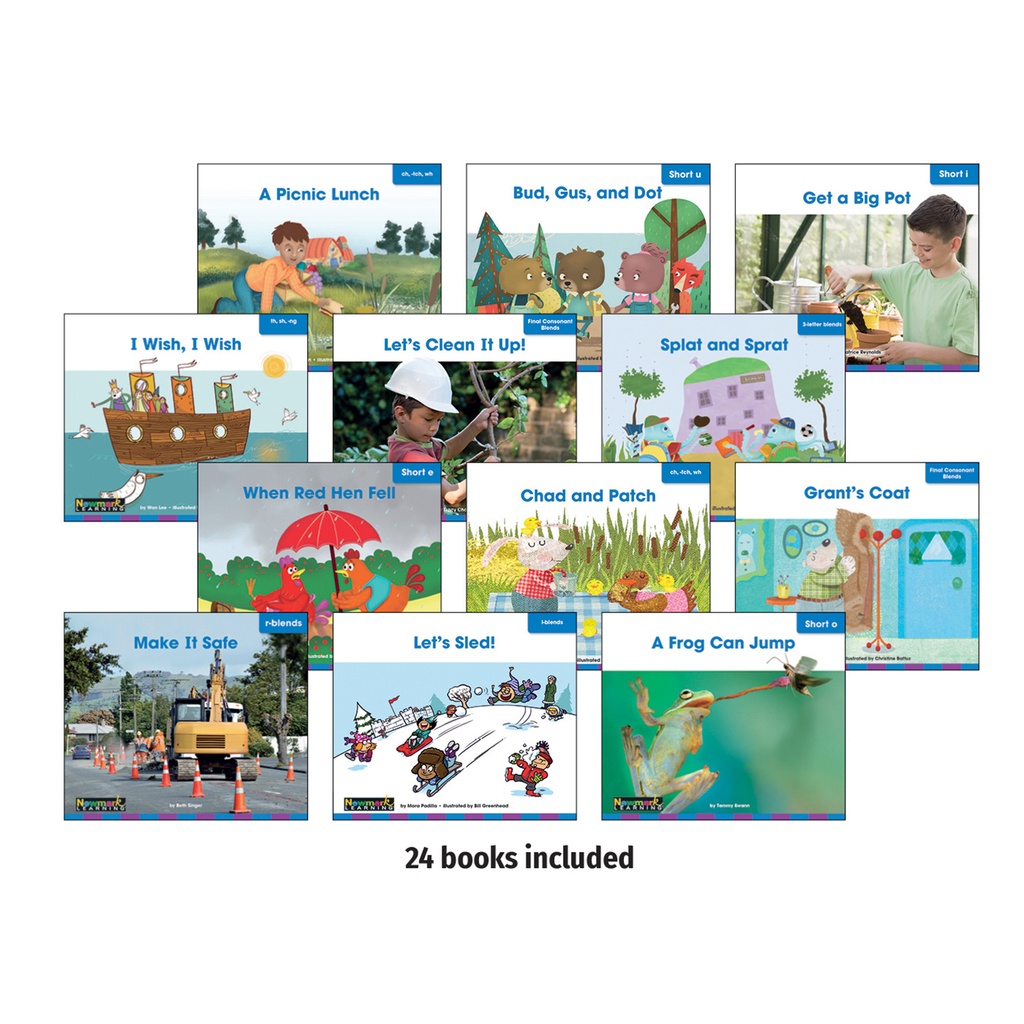 Decodable Readers Grade 1 Short Vowels, Consonant Blends & Digraphs 24 Books