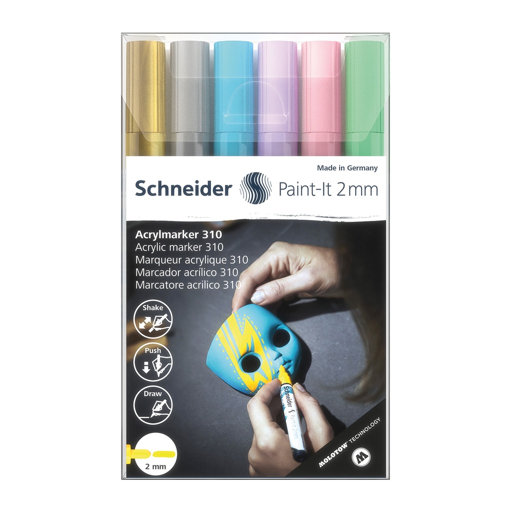 Paint-It Bullet Tip Acrylic Markers 6 Assorted Pastel Colors