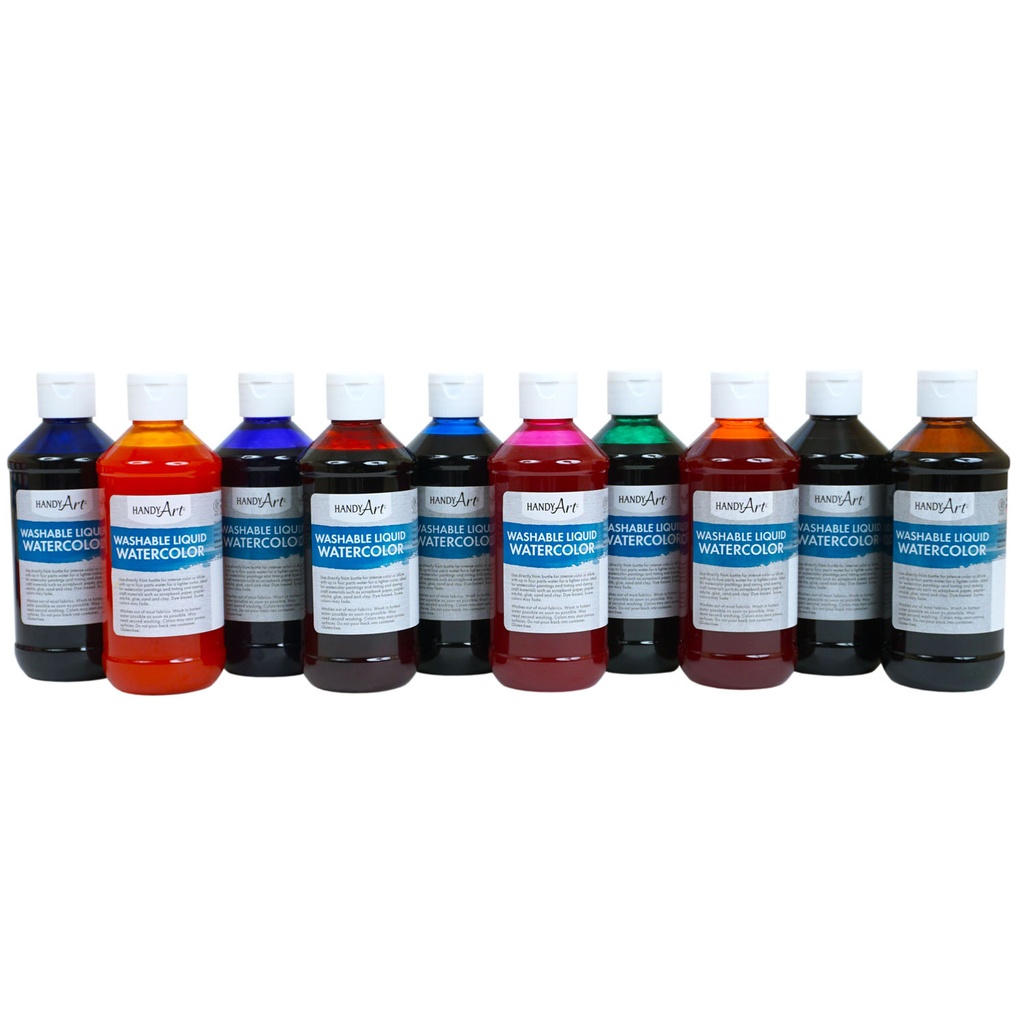 10-Color Basic Kit Washable Liquid Watercolors