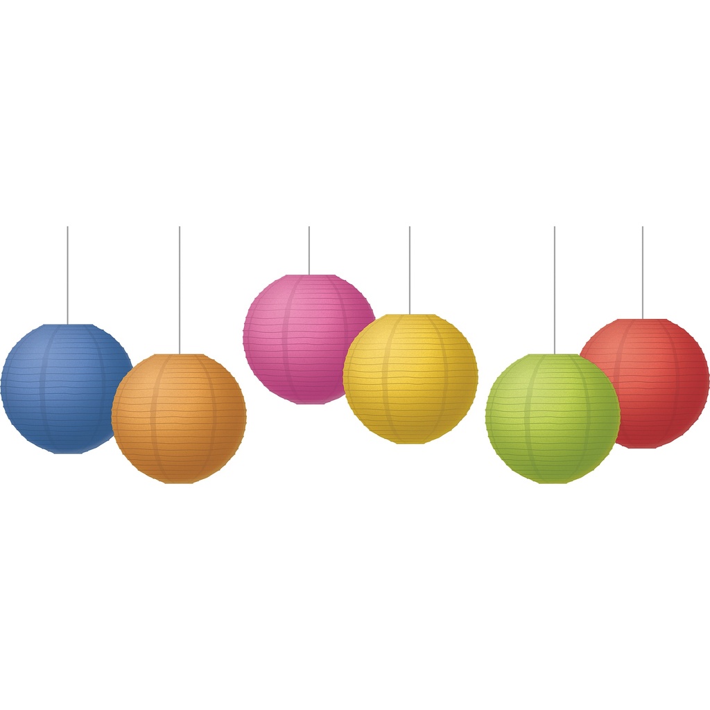 Colorful 8" Hanging Paper Lanterns Pack of 6