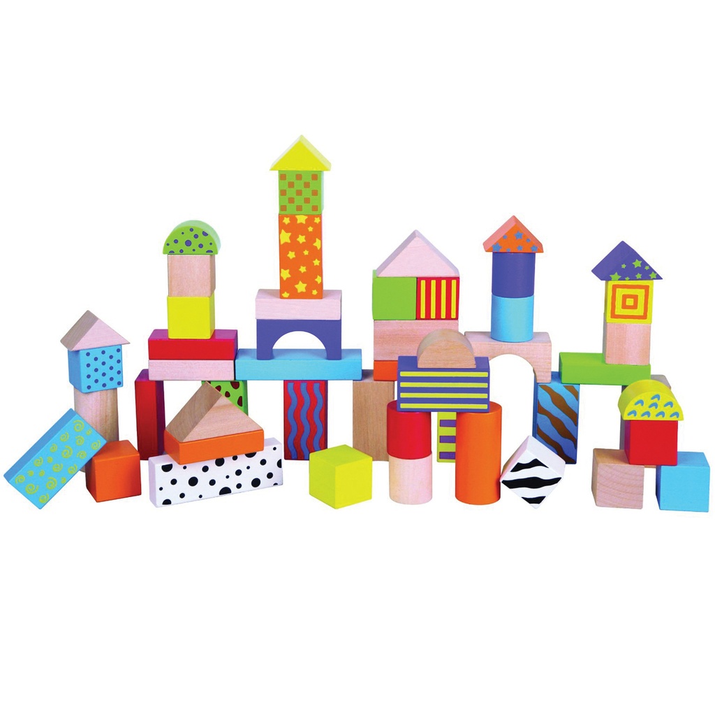 Wooden Blocks Building Set 50 Pieces