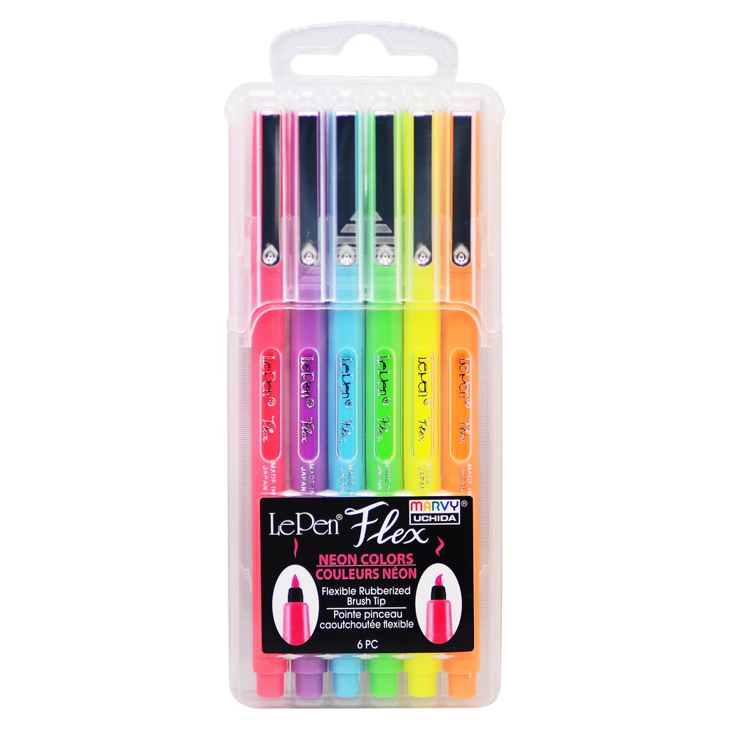 LePen® Brush Tip Flex Markers Neon 6 Colors