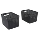 Black Plastic Weave Bins Set