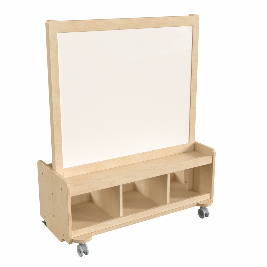 Wooden Two Sided Art Station with Locking Caster Wheels