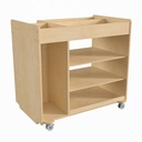 Wooden Horizontal & Vertical Compartments Mobile Storage Cart with Locking Caster Wheels