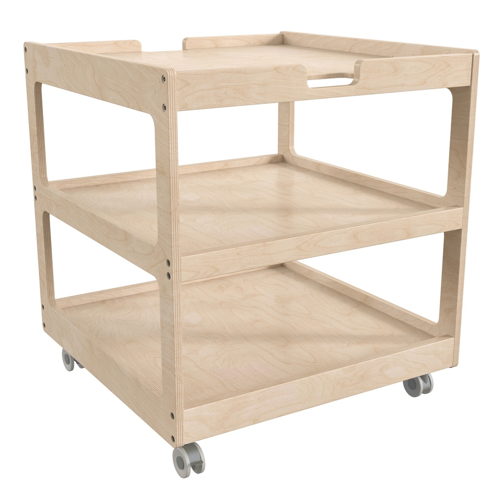 Wooden 3 Shelf Mobile Storage Cart with Locking Caster Wheels