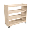 Wooden 4 Shelf Mobile Storage Cart with Locking Caster Wheels