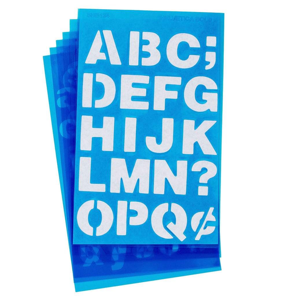 LetterCraft Reusable Helvetica Bold 3/4-Inch Full Alphabet & Numbers Plastic Stencils