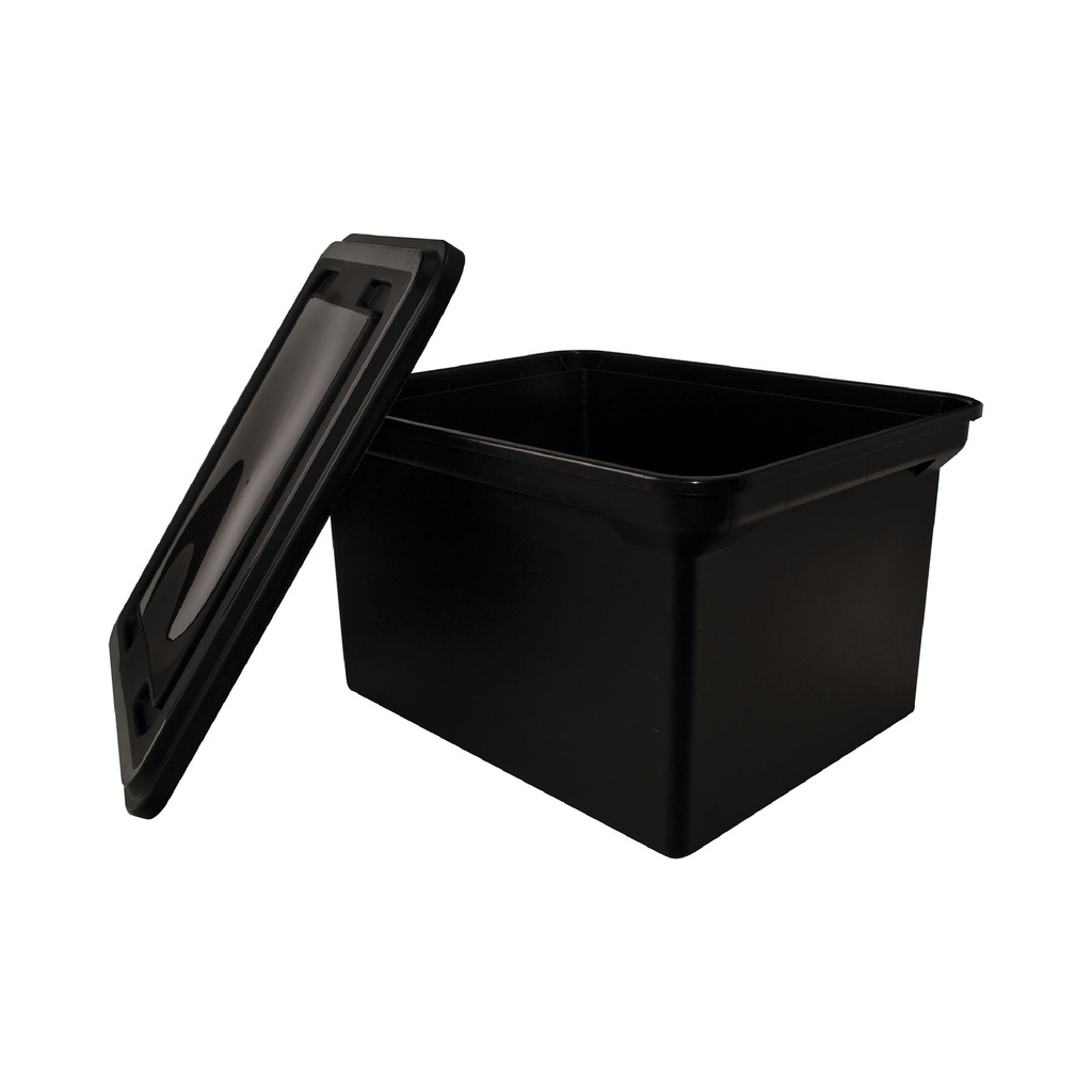 Black File Tote with Lid