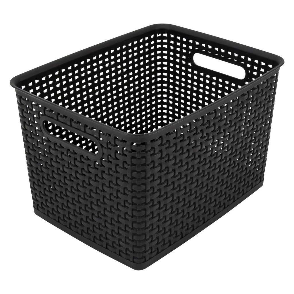 Large Black Plastic Weave Bin