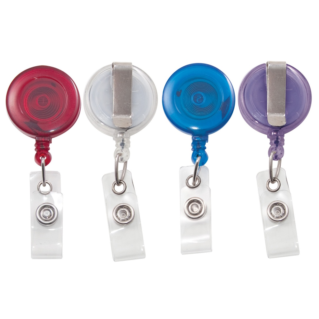 Retractable ID Card Reels with Badge Straps Assorted Pack of 4