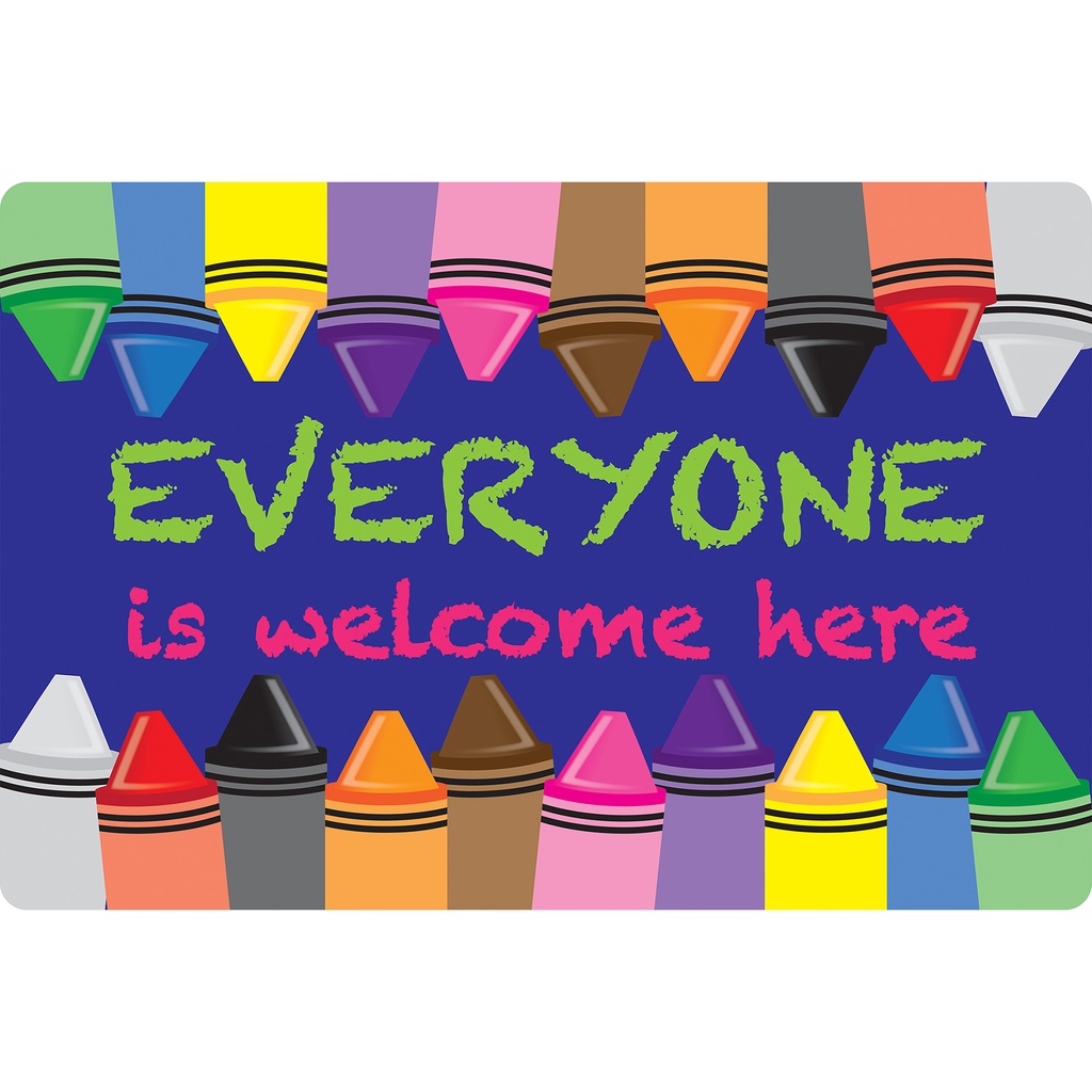 Crayons Everyone is Welcome Here Welcome Mat with Slip Resistant Backing 15.5" x 23.5"