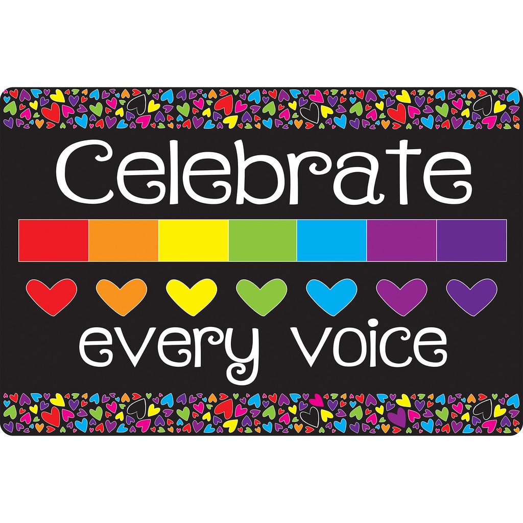 Celebrate Every Voice Mini Hearts Welcome Mat with Slip Resistant Backing 15.5" x 23.5"