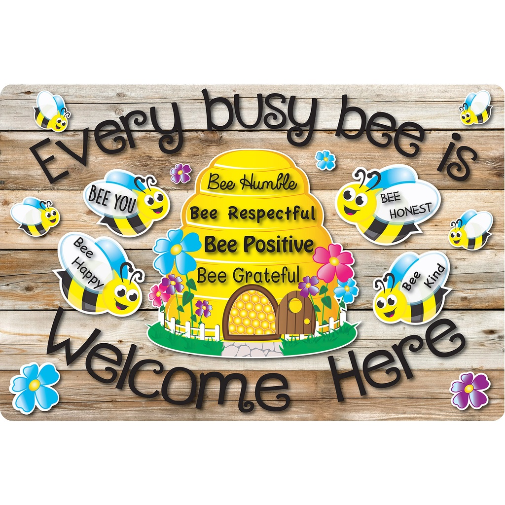 Bee Hive Theme Values Welcome Mat with Slip Resistant Backing 15.5" x 23.5"