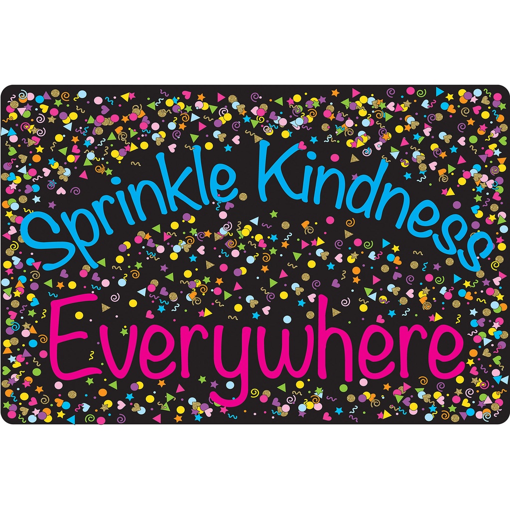 Confetti Sprinkle Kindness Everywhere Welcome Mat with Slip Resistant Backing 15.5" x 23.5"