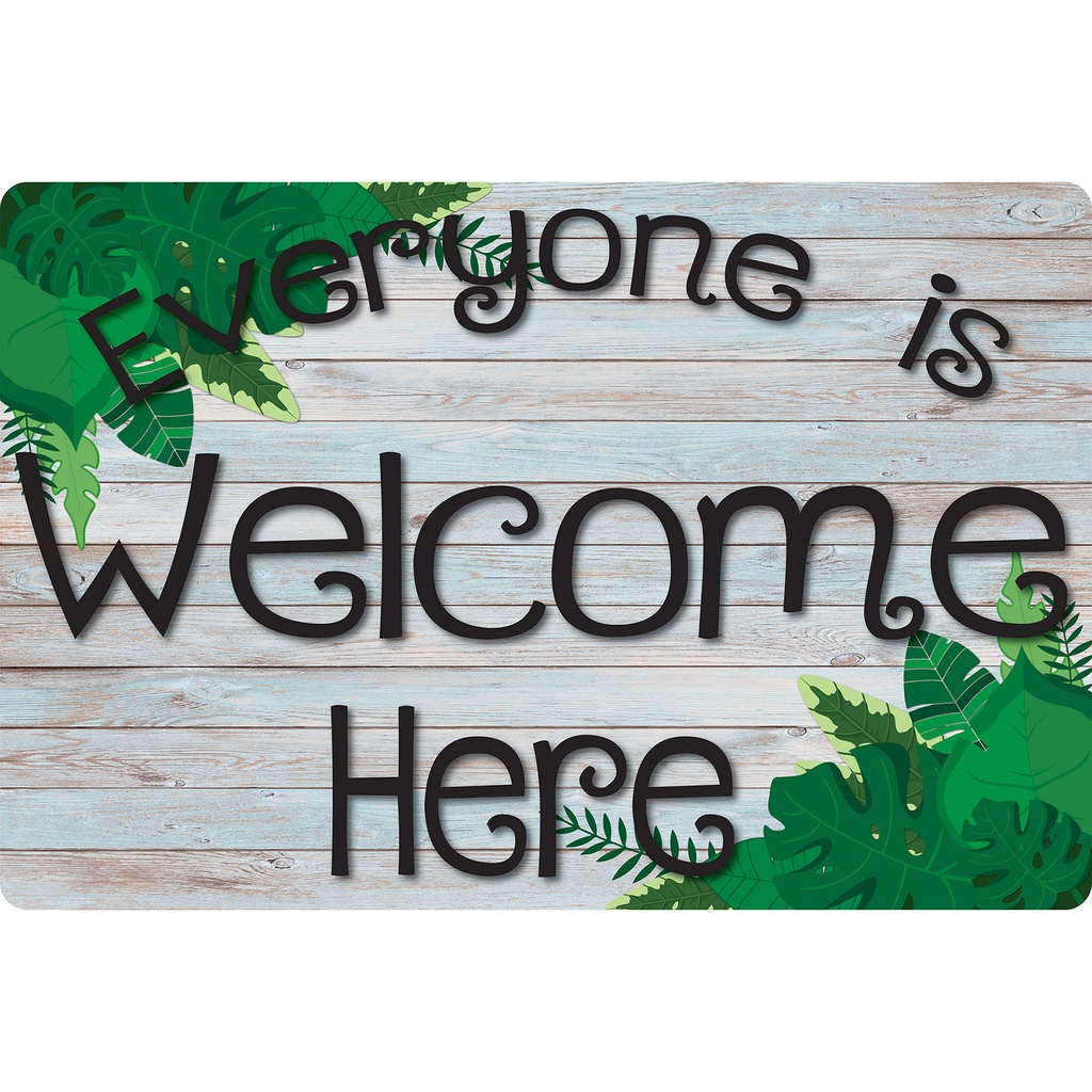 Beech Wood Greenery Everyone is Welcome Here Welcome Mat with Slip Resistant Backing 15.5" x 23.5"