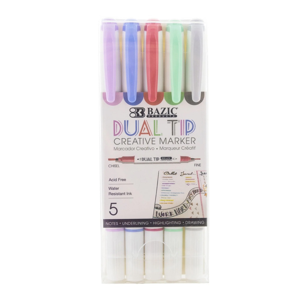 Dual-Tip Creative Markers 5 Colors