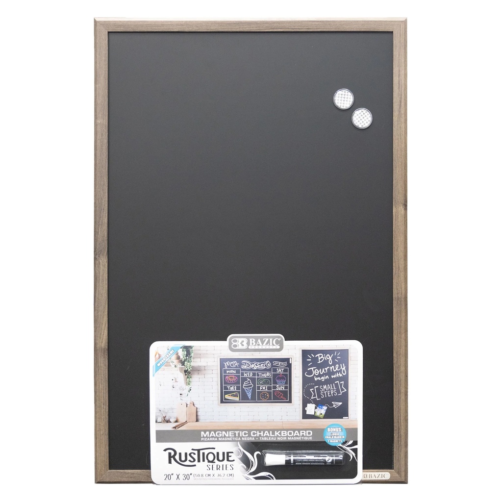 RUSTIQUE 20" x 30" Wood Frame Magnetic Chalkboard with Chalk Marker & Magnets