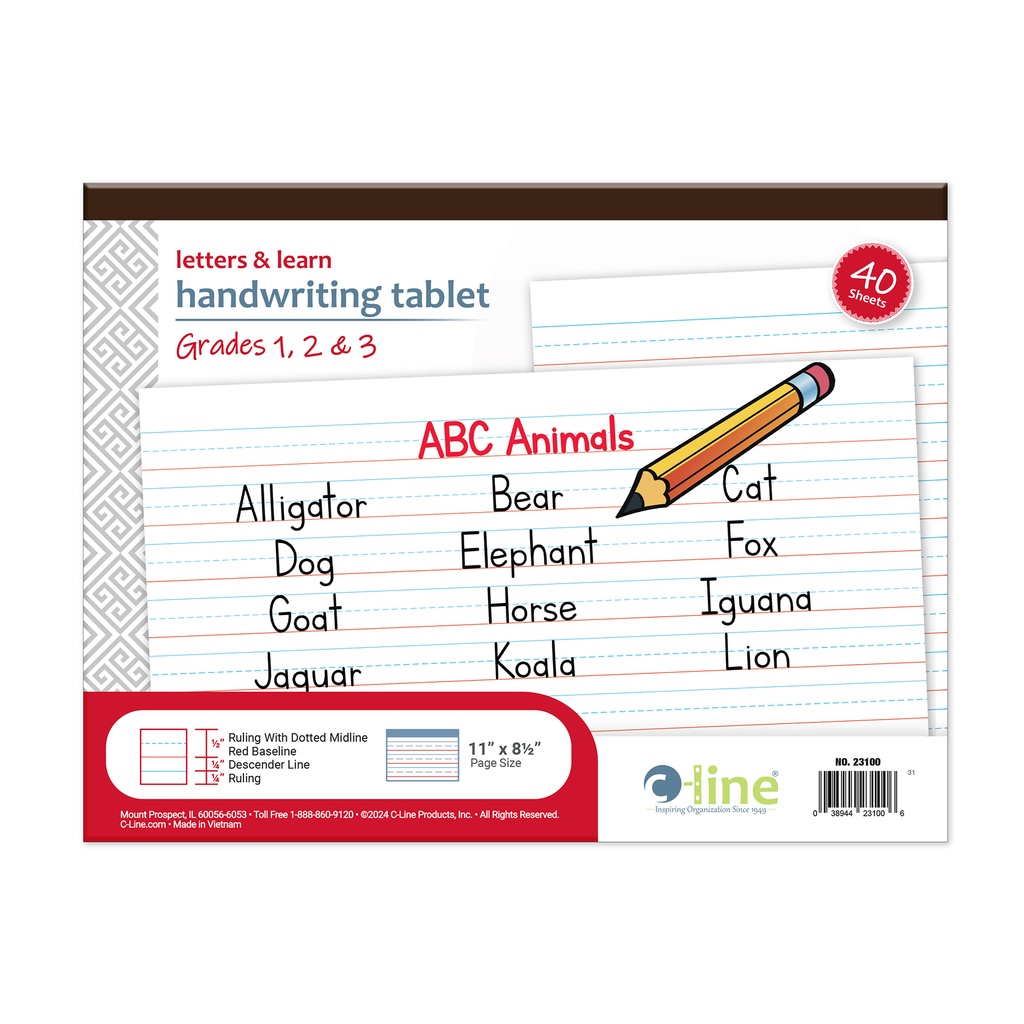 Letters & Learn 11" x 8-1/2" Handwriting Tablet 40 Sheets