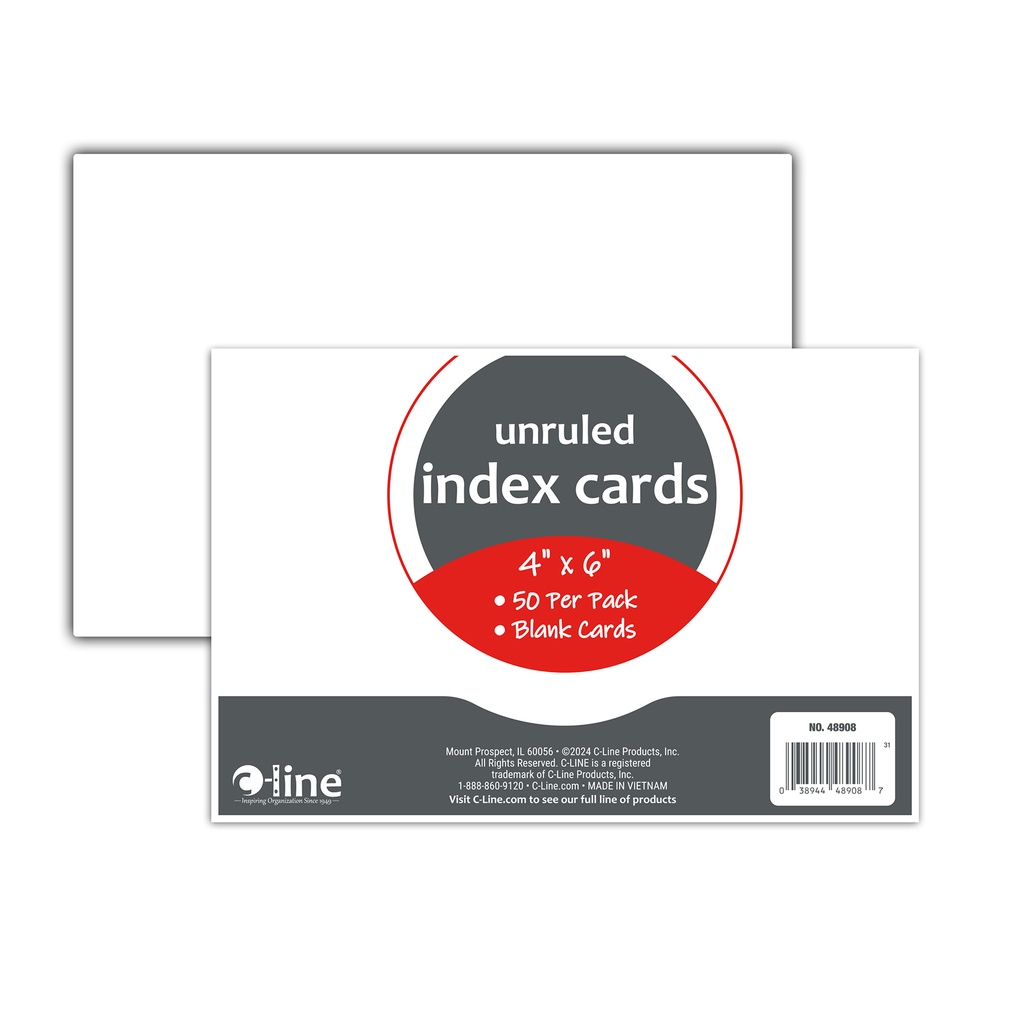 White Unruled 4" x 6" Index Cards Pack of 50