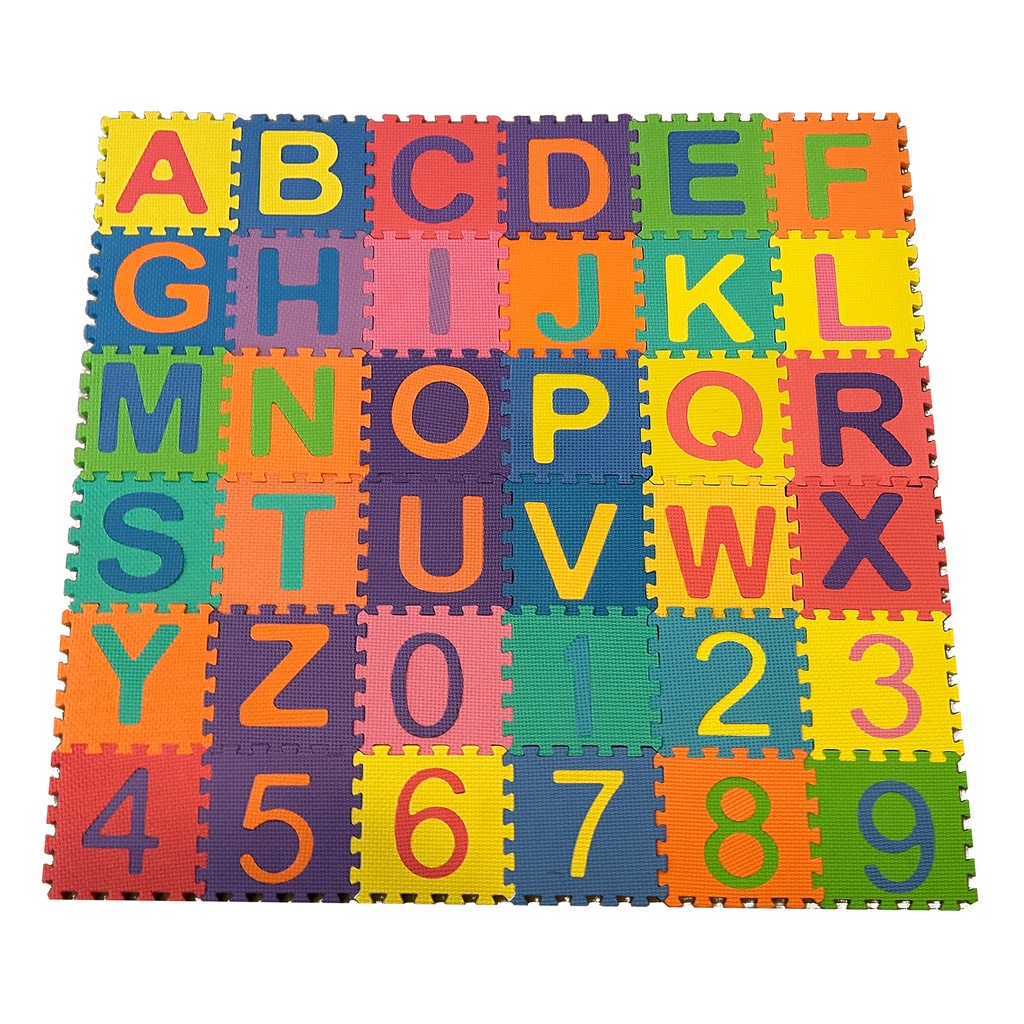 Interlocking Alphabet & Number Tiles Foam Play Mat for Kids Set of 36