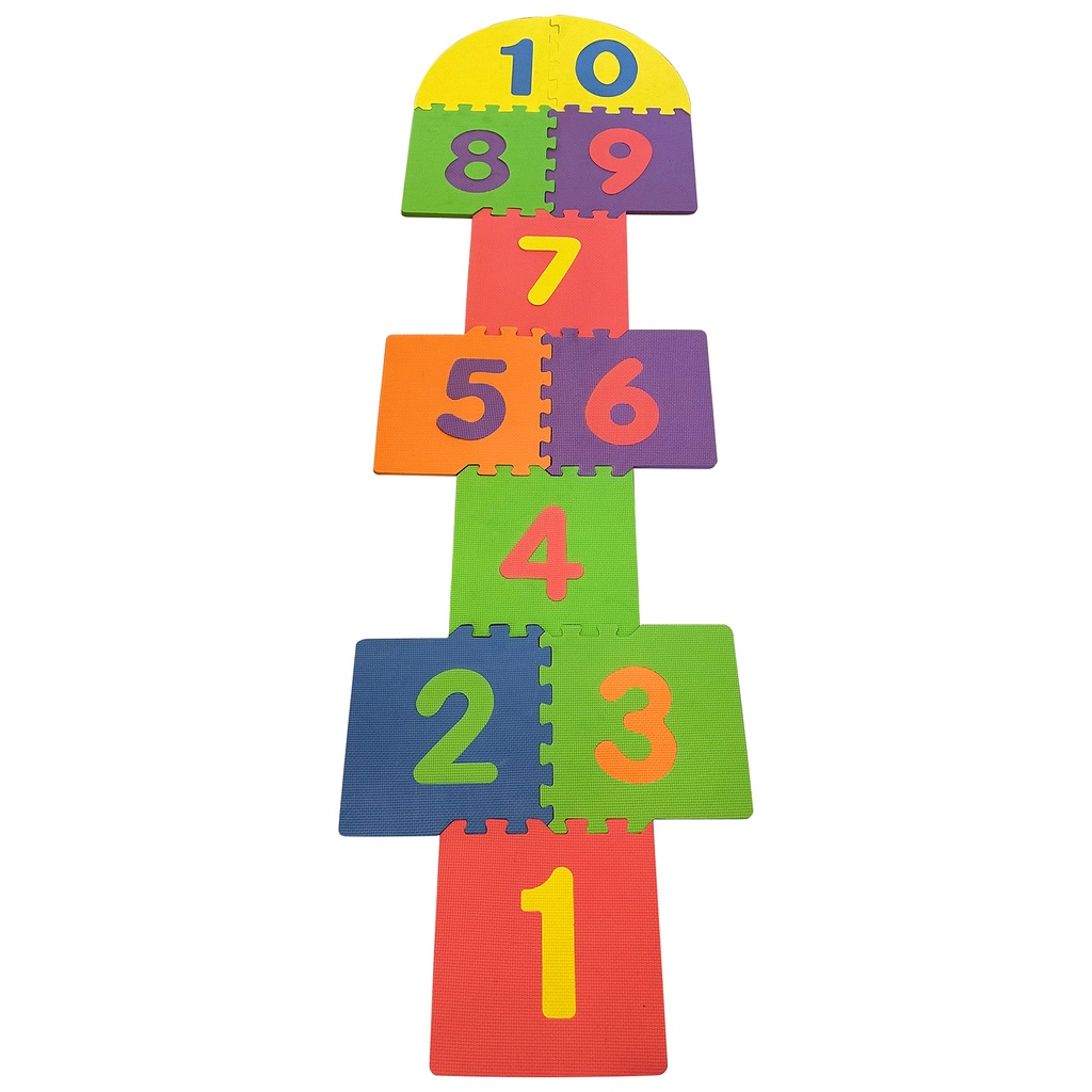 Interlocking Hopscotch Tiles Foam Play Mat for Kids 10 Tiles & 2 Markers