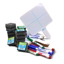 Rectangular Graph Double Sided Dry Erase Answer Paddle with Colored Pens & Erasers Class Pack of 12