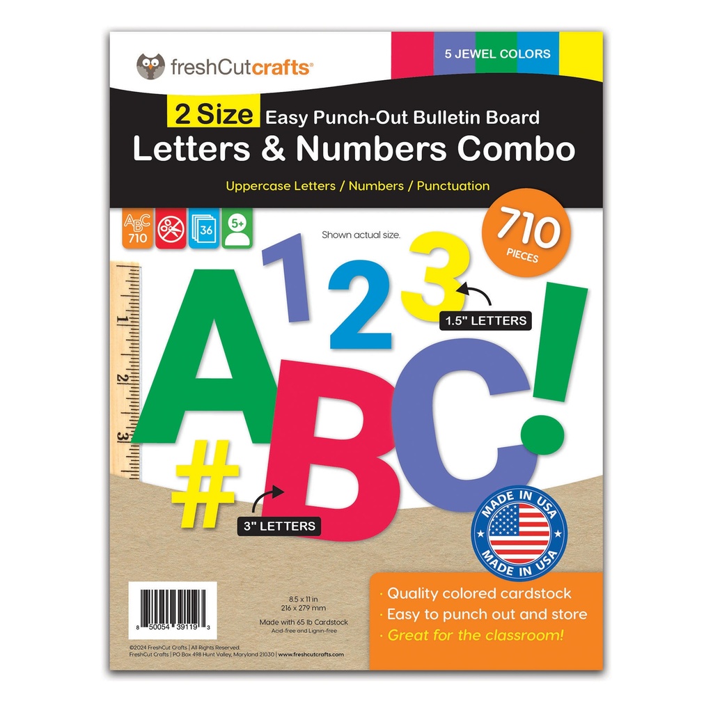 1.5in & 3in Jewel Colors Bulletin Board Letters & Numbers 710 Pieces