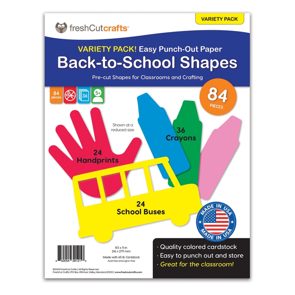 Back to School Shapes Punch Out Paper Cutouts 84 Pieces