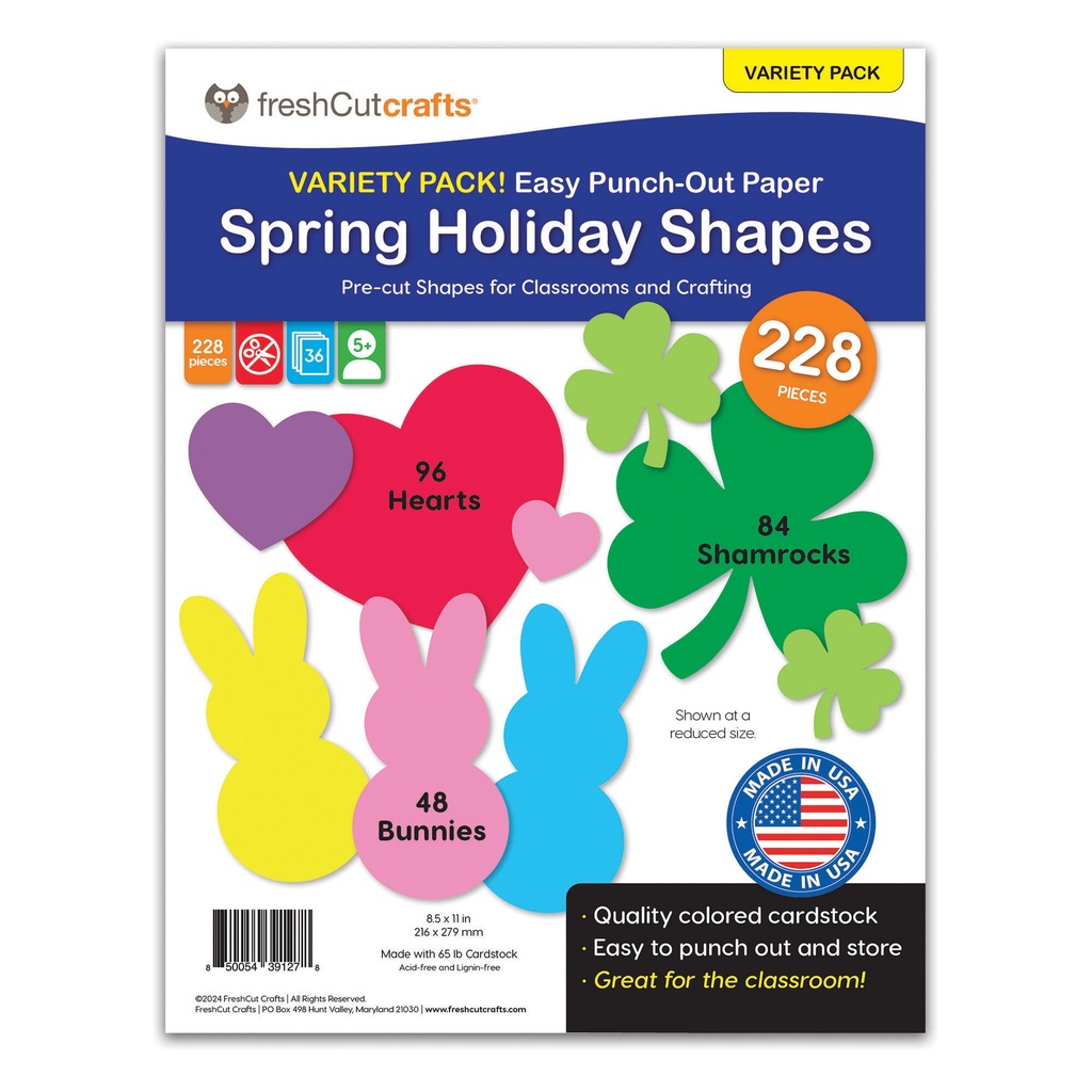 Spring Holiday Shapes Punch Out Paper Cutouts 228 Pieces