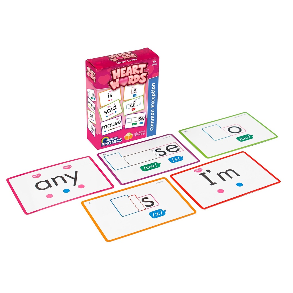 Rainbow Phonics Common Exception Words Heart Word Cards