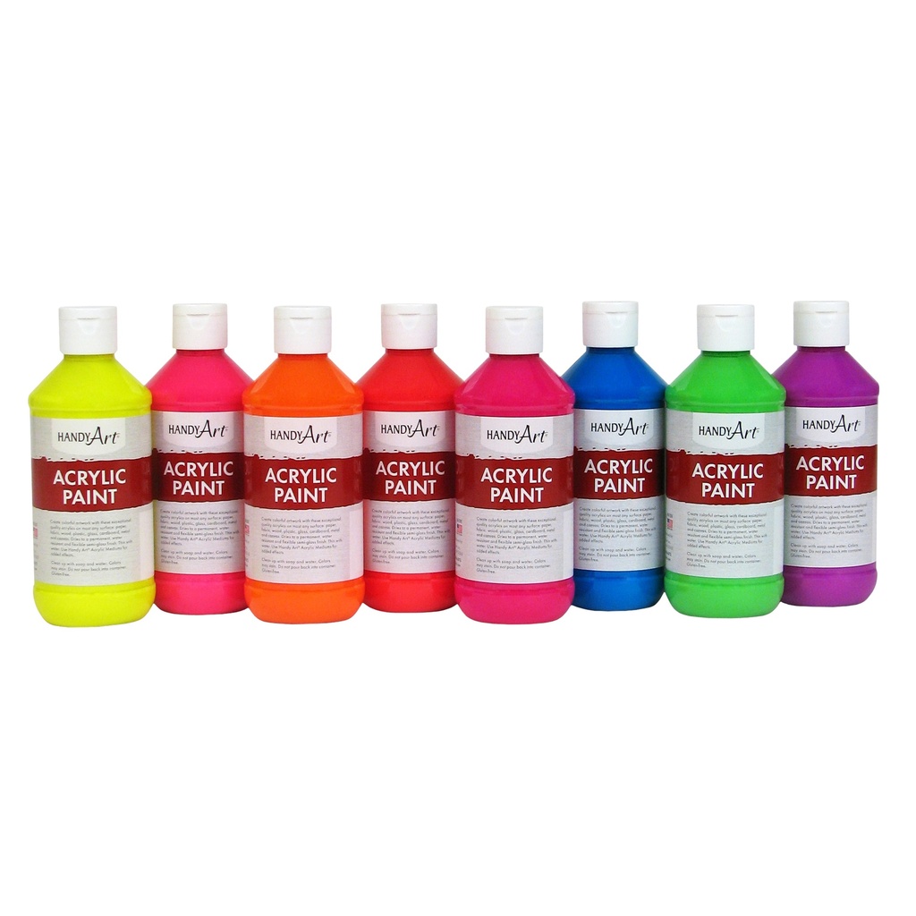 Fluorescent Acrylic 8 oz Paint Set of 8