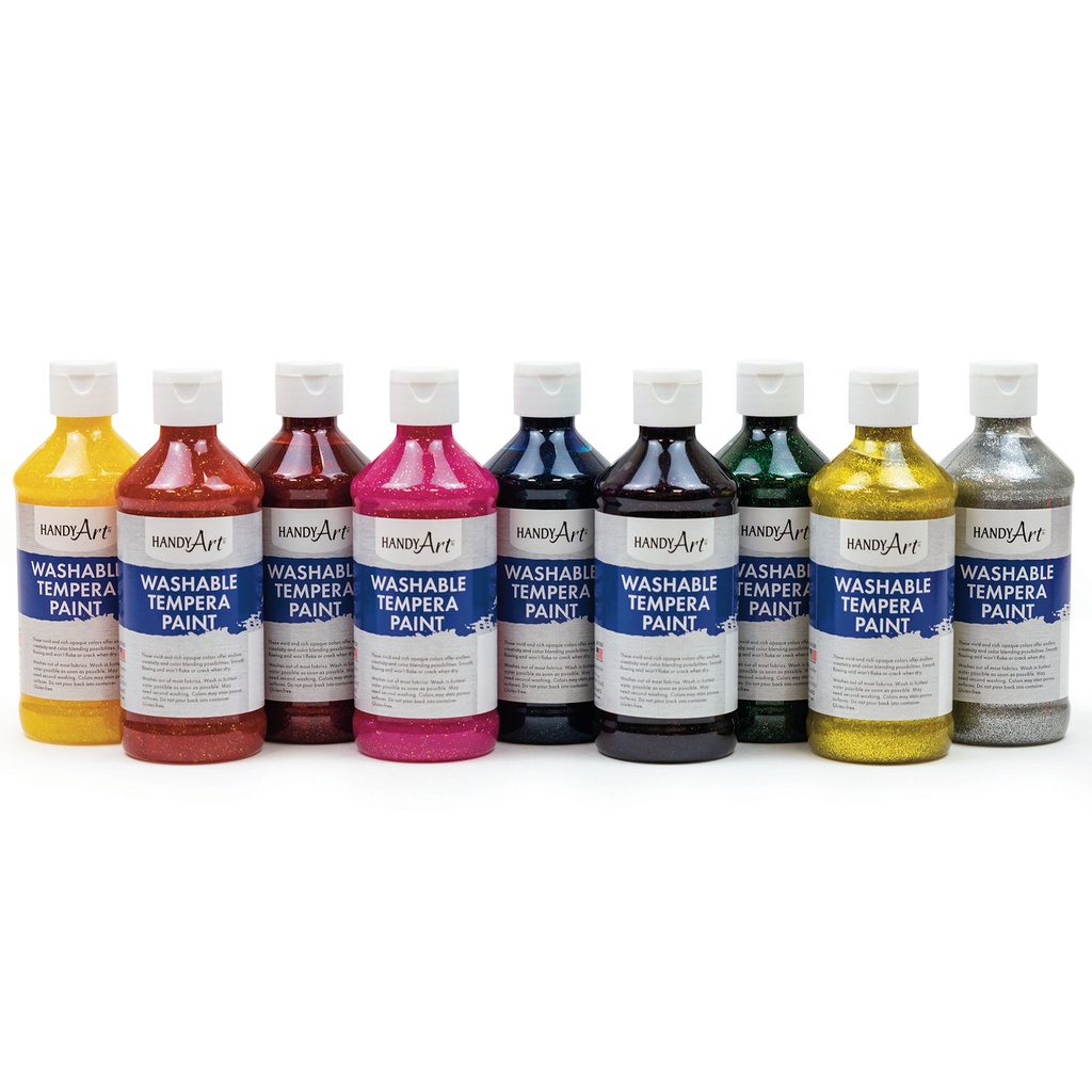 Glitter Washable 8 oz Paint Set of 9