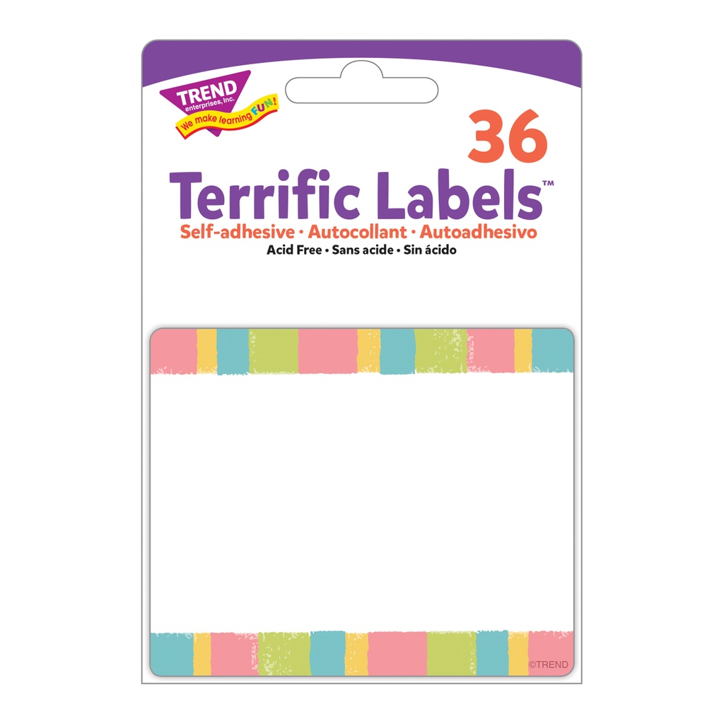 Cheerful Stripes Terrific Labels™ 36 Count