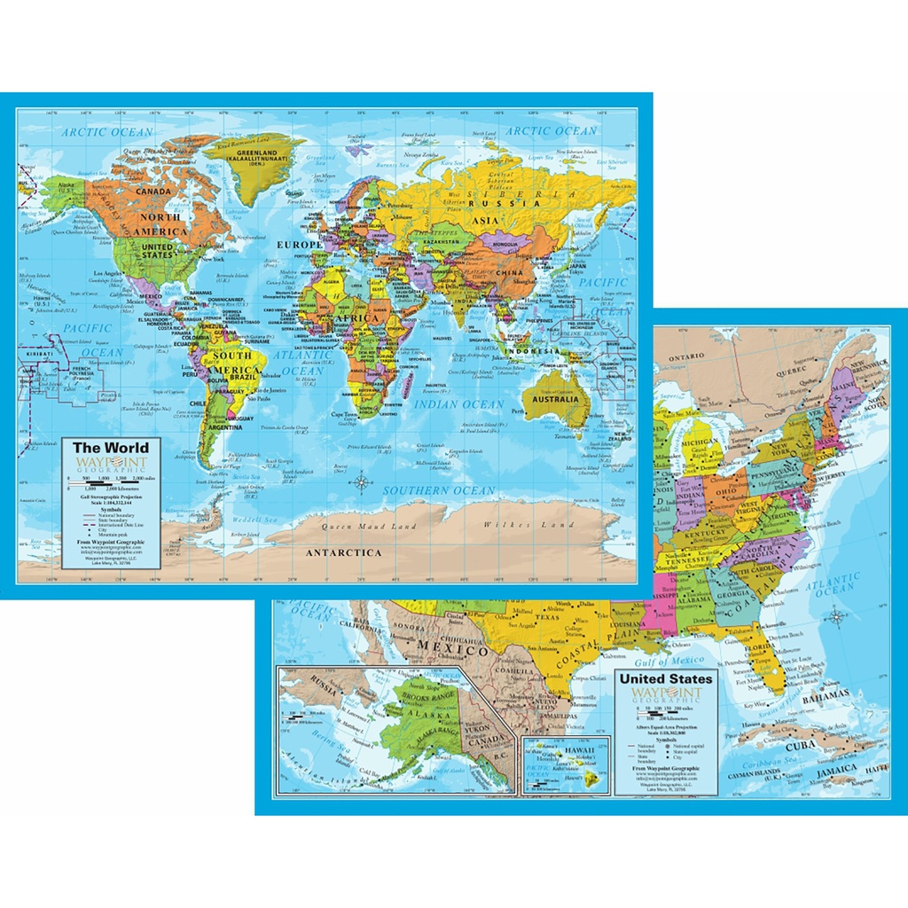 World/USA Laminated Notebook Maps 12 Count