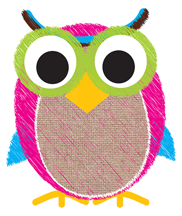 Burlap Scribble Owl Magnetic Whiteboard Eraser