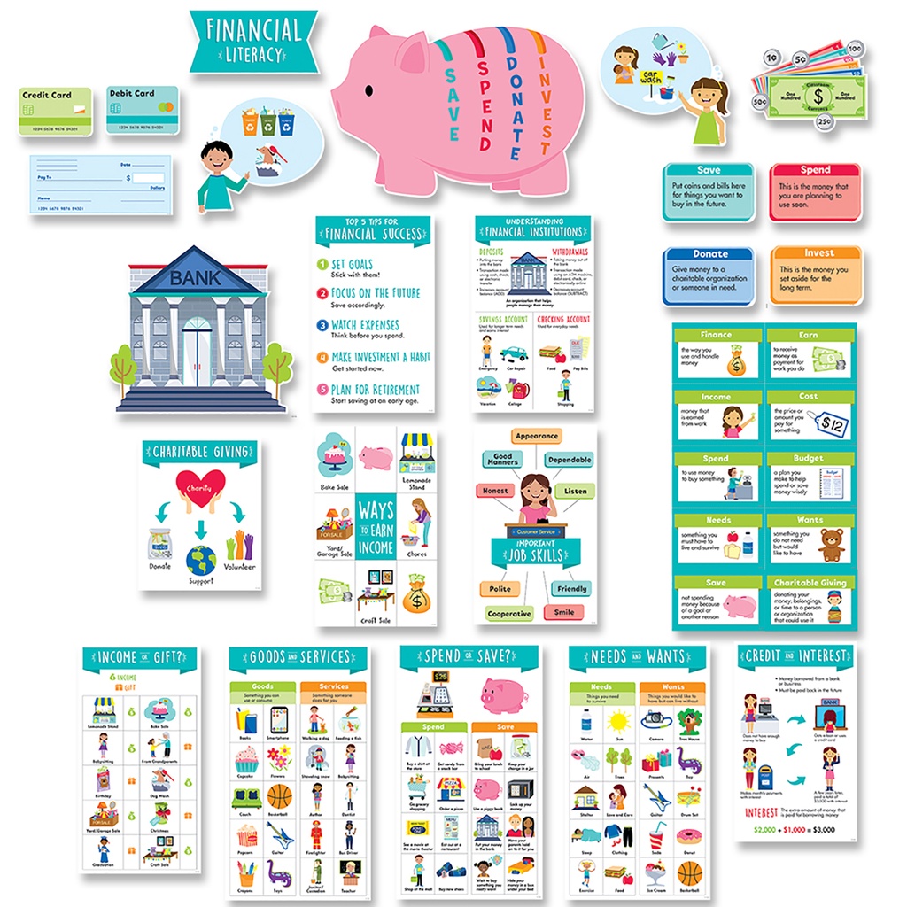 Financial Literacy for Kids Bulletin Board Set