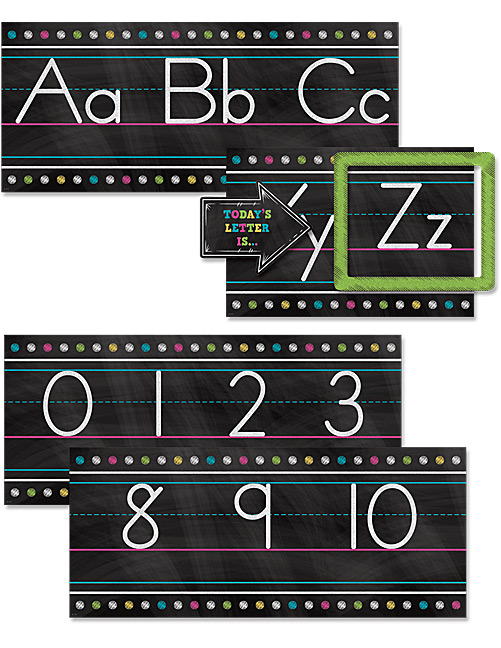 Chalkboard Brights Alphabet Line Bulletin Board Set