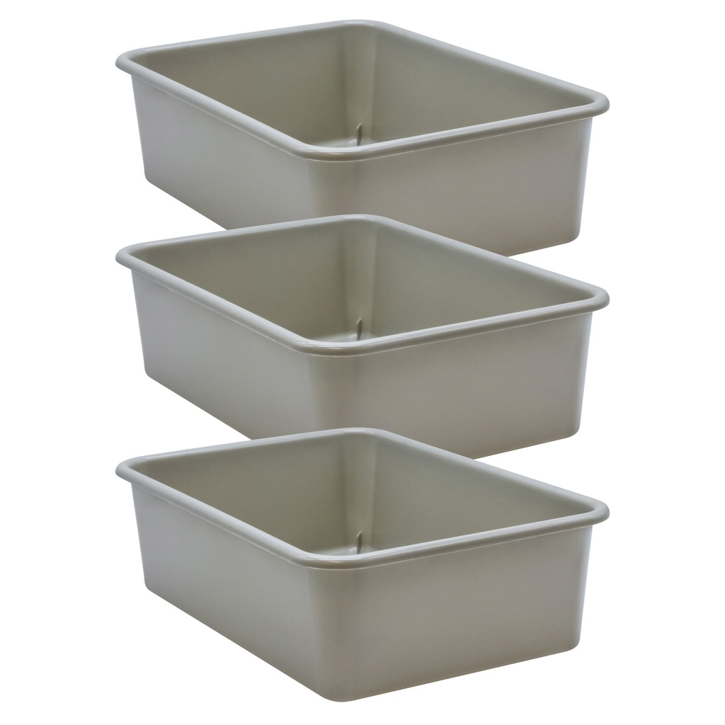 Gray Large Plastic Storage Bin, Pack of 3