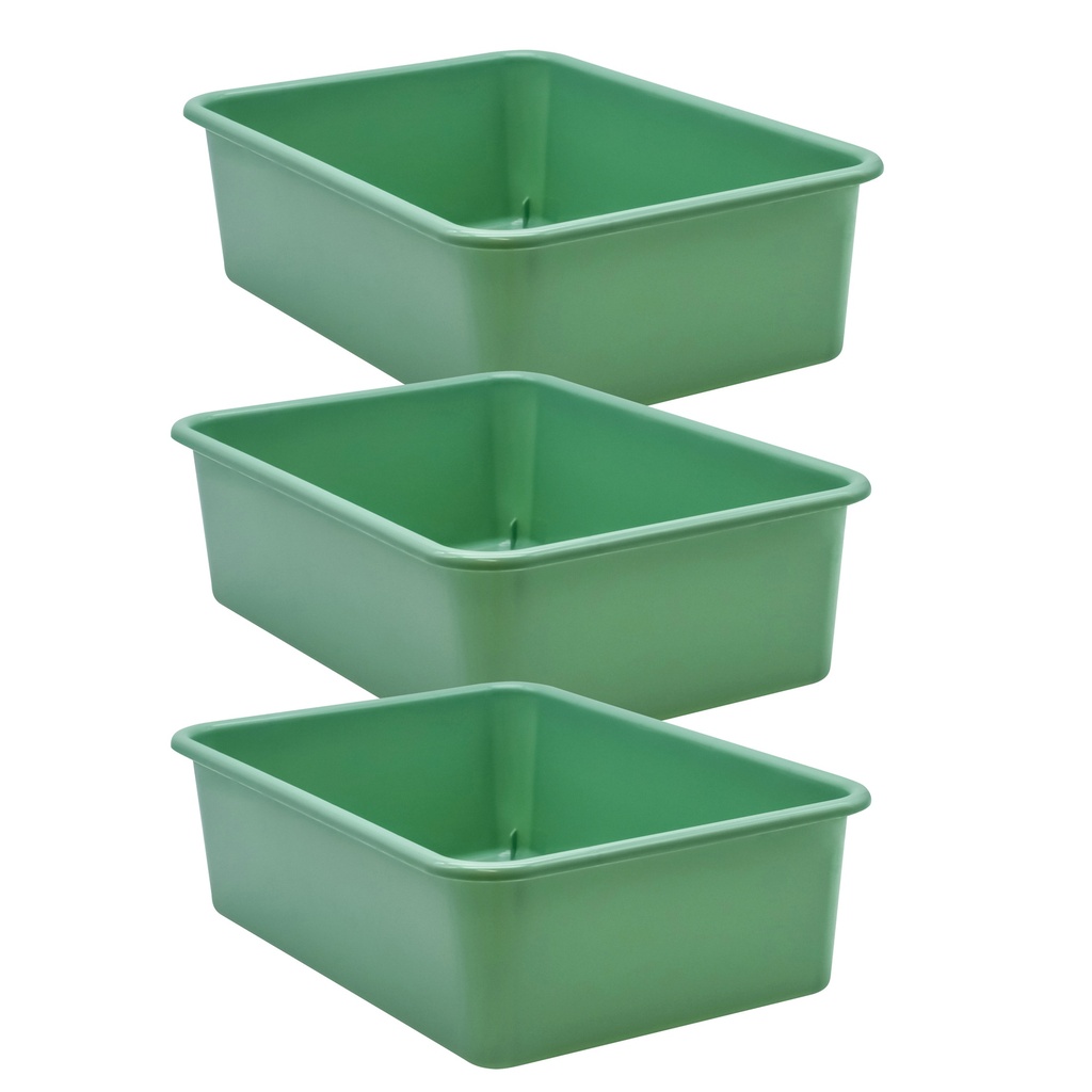 Eucalyptus Green Large Plastic Storage Bin, Pack of 3