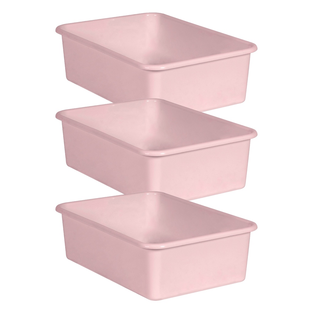 Blush Large Plastic Storage Bin, Pack of 3