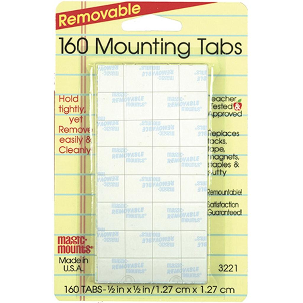 Removable Mounting Tabs, 1/2" x 1/2", Pack of 160