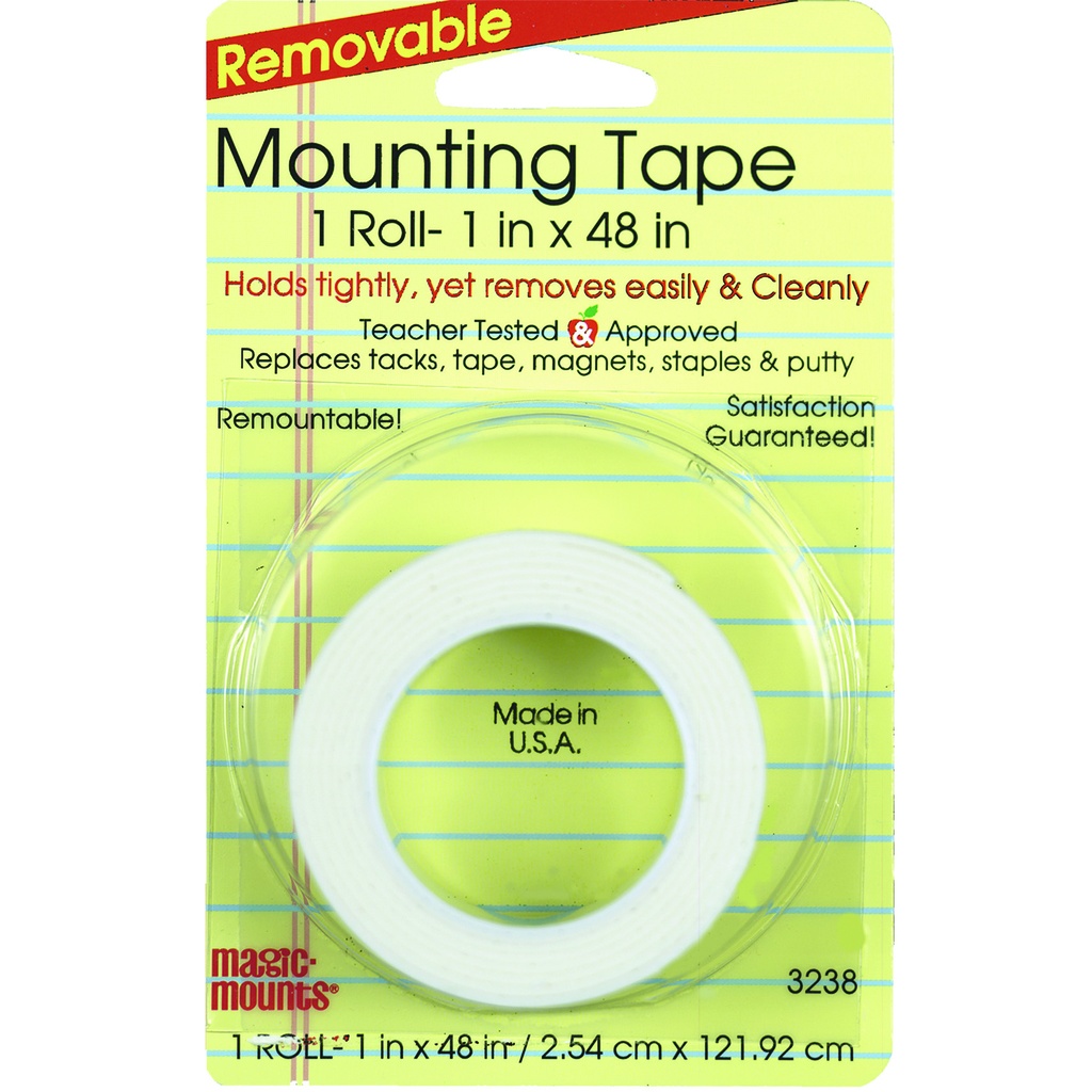 Removable Mounting Tape, 1" x 48" Roll