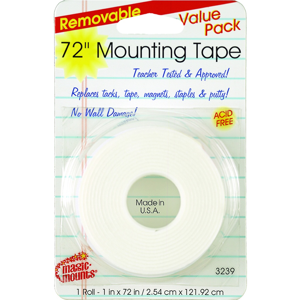 Removable Mounting Tape, 1" x 72" Roll