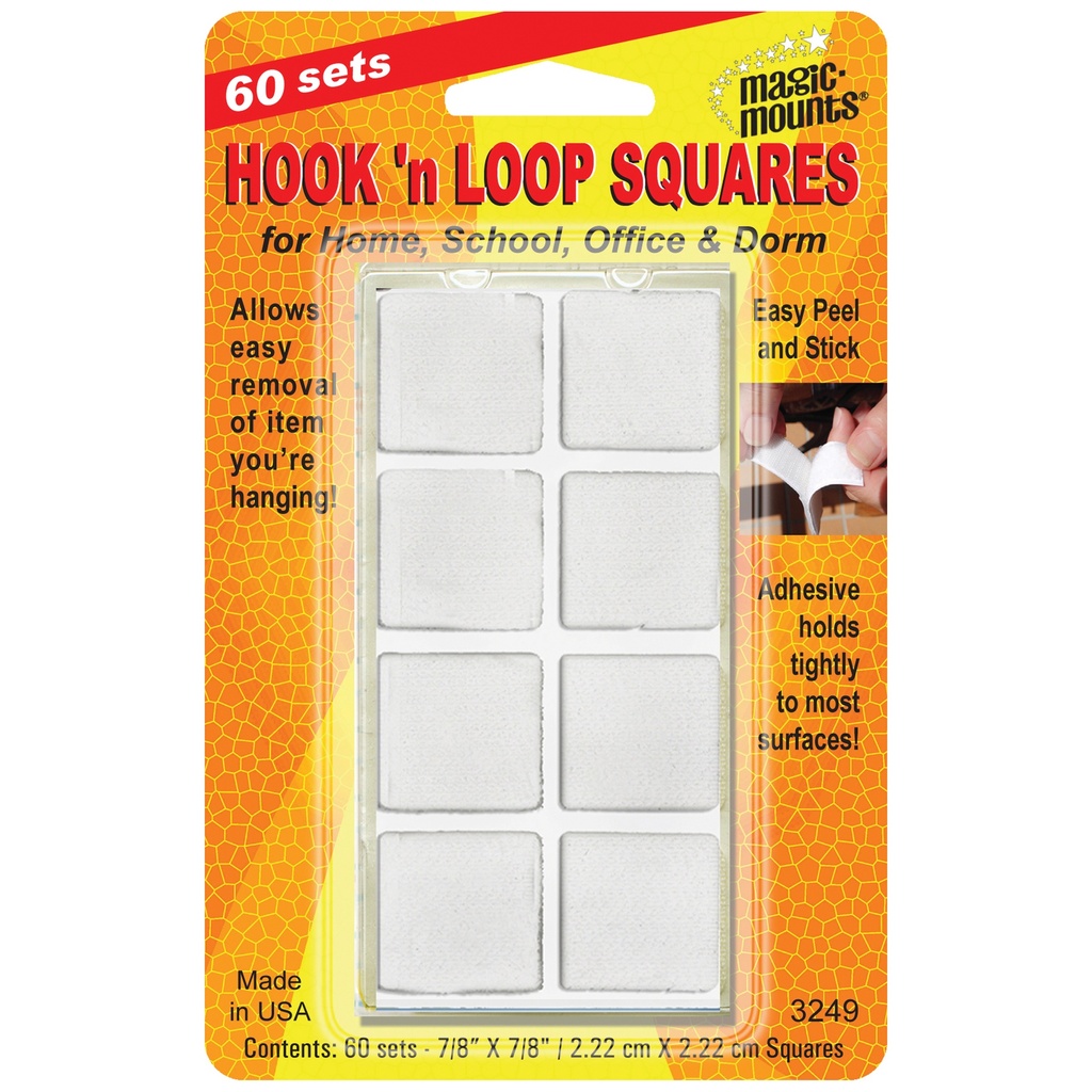 Hook 'n Loop, 7/8" Squares, 60 Sets