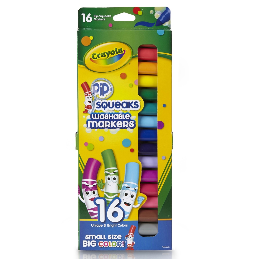 Pip Squeaks Washable Markers, Conical Tip, 16 Count