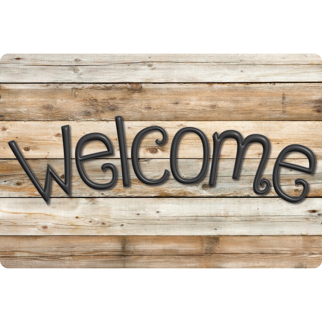 Smart Poly™, The Original Fun Mat™, Welcome Mat, 15.5" x 23.5", Natural Wood Plank, Welcome