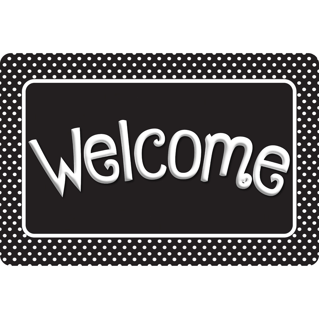 Smart Poly™, The Original Fun Mat™, Welcome Mat, 15.5" x 23.5", Black and White Polka Dots, Welcome