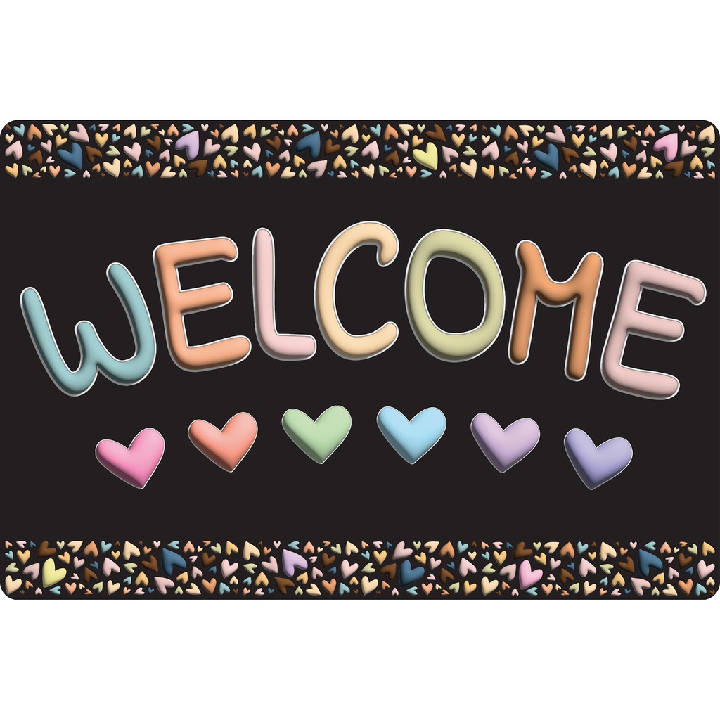 Smart Poly™, The Original Fun Mat™, Welcome Mat, 15.5" x 23.5", Pastel Hearts, Welcome