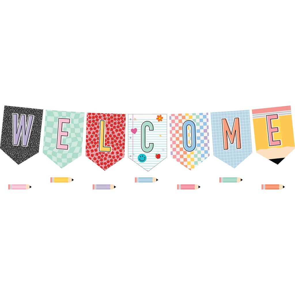 Cool for School Pennants Welcome Bulletin Board